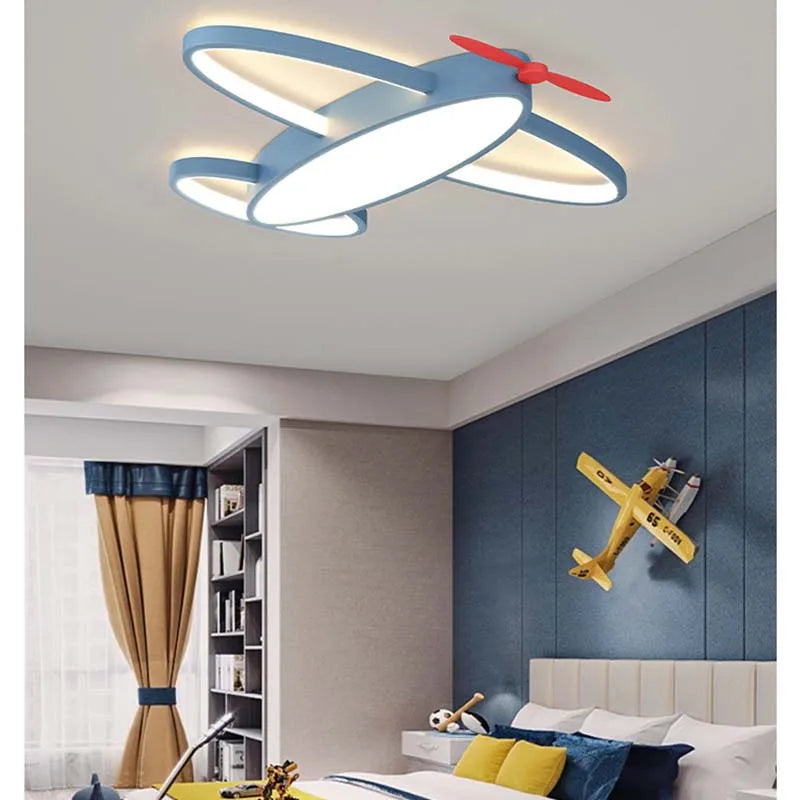 Scandinavian Style Airplane Ceiling Lamp - Warm Glow LED for Children's Room