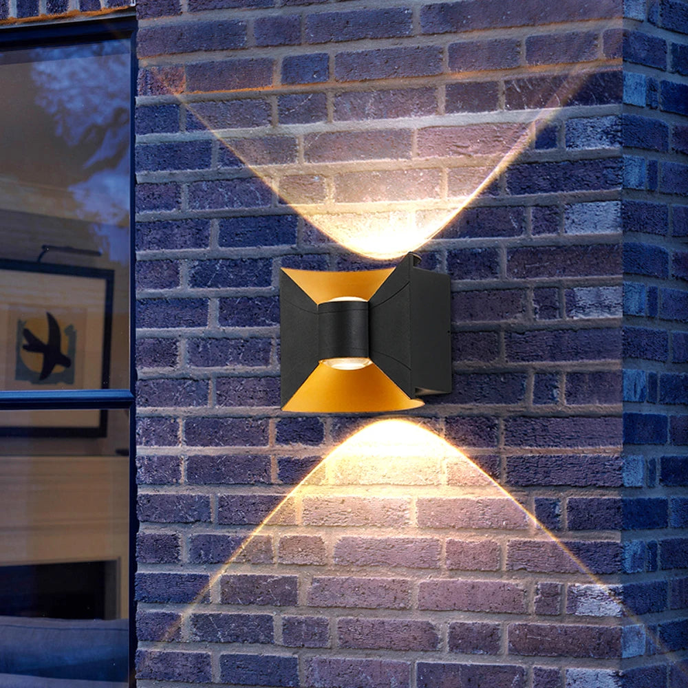 Modern Hourglass LED Up and Down Outdoor Wall Sconce - Weatherproof Exterior Light Fixture for Garage, Porch & Patio (Single/Pair)