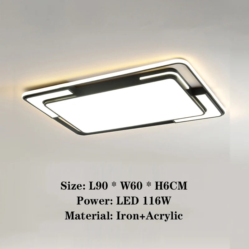 Modern Double-Frame LED Flush Mount Ceiling Light - Geometric Acrylic Fixture for Living Room, Dining Room & Bedroom (Dimmable with Remote Option)
