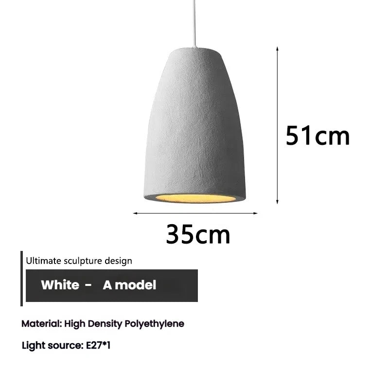 Wabi Sabi Travertine Style Pendant Light, Nordic Minimalist LED Chandelier for Living Room Dining Bedroom, Brown High Density Polyethylene, 35cm x 51cm