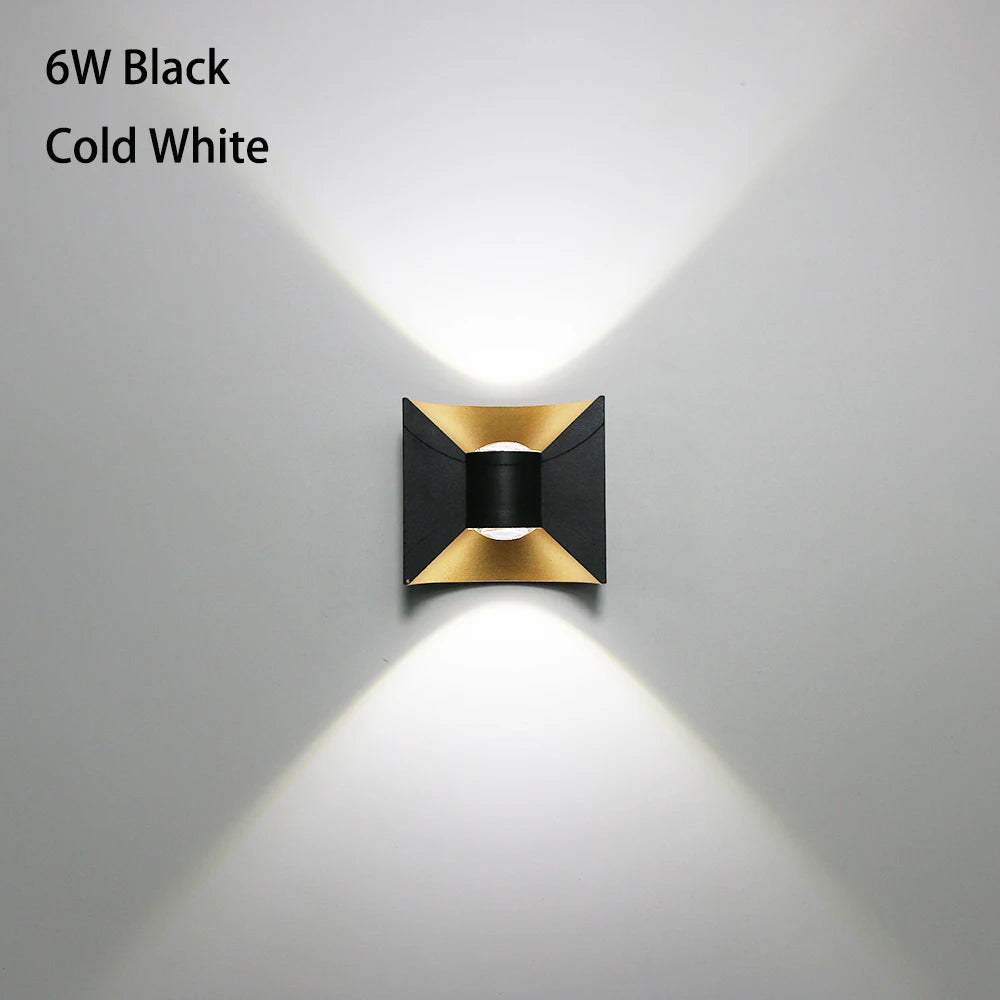 Modern Hourglass LED Up and Down Outdoor Wall Sconce - Weatherproof Exterior Light Fixture for Garage, Porch & Patio (Single/Pair)