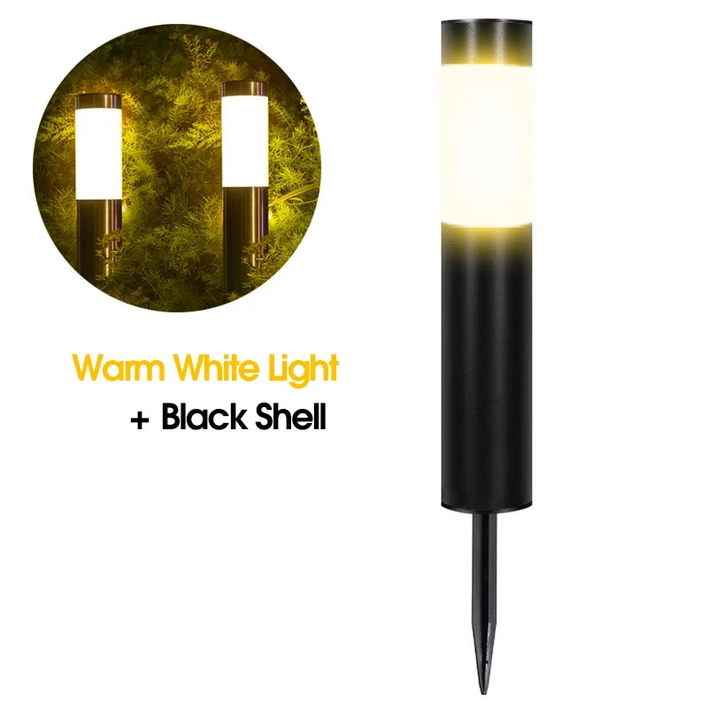 Modern Stainless Steel Solar Path Lights - Waterproof Outdoor LED Bollard Stake Lights for Garden, Walkway & Yard (Warm White, Set of 4)