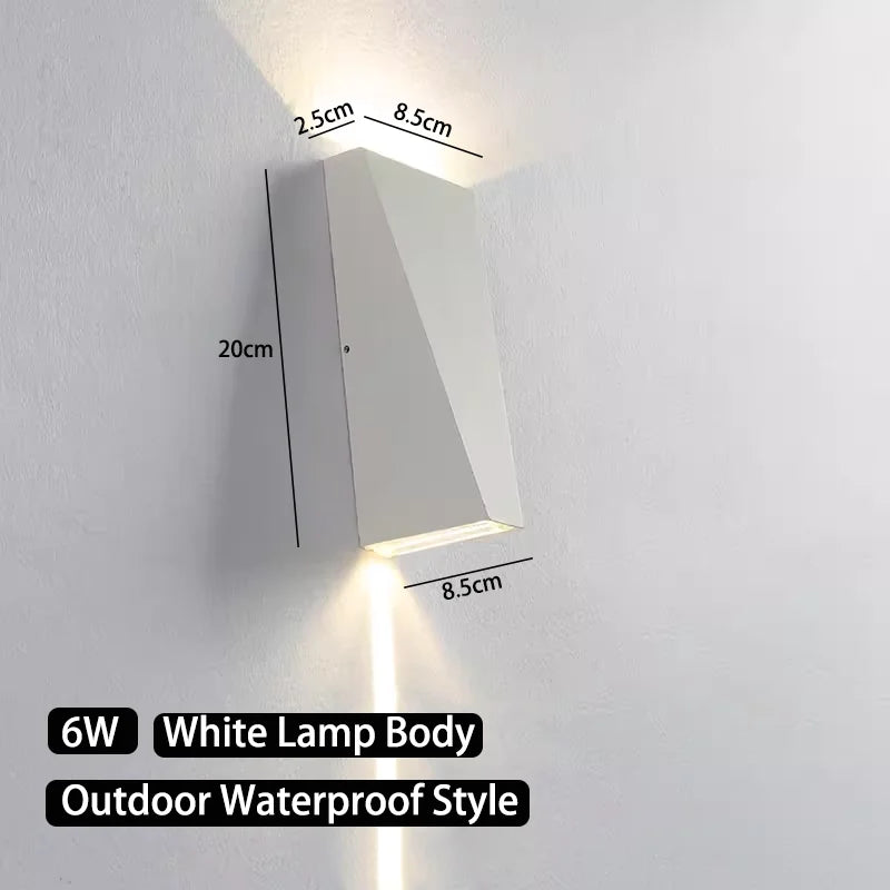 Modern Angular LED Up and Down Outdoor Wall Sconce - Weatherproof Aluminum Exterior Light Fixture for Garage & Porch (Single/Pair)