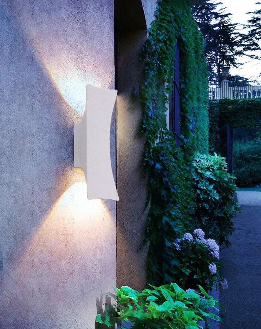 Modern Hourglass LED Up and Down Outdoor Wall Sconce - Weatherproof Aluminum Exterior Light Fixture for Garage & Porch (Single/Pair)