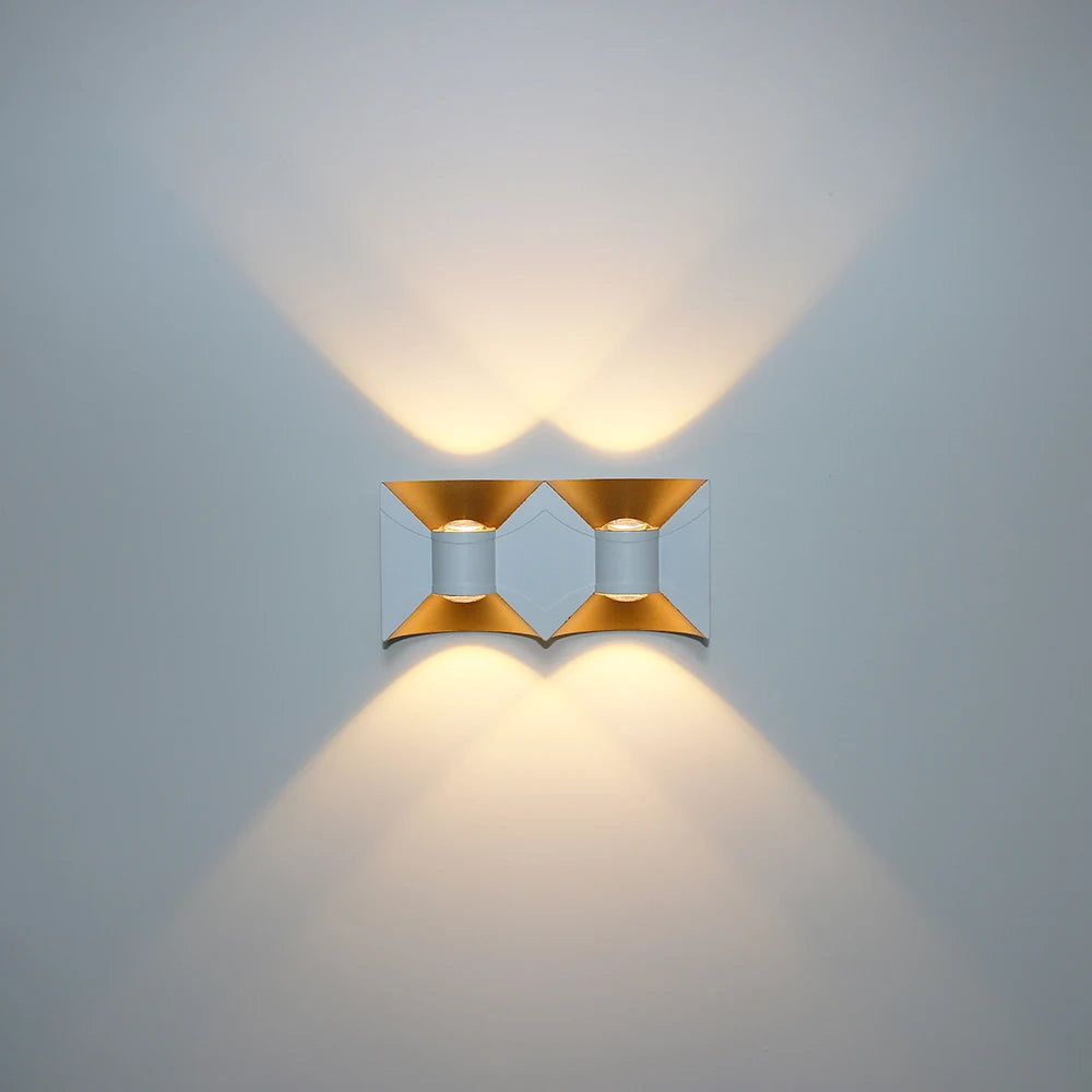 Modern Hourglass LED Up and Down Outdoor Wall Sconce - Weatherproof Exterior Light Fixture for Garage, Porch & Patio (Single/Pair)