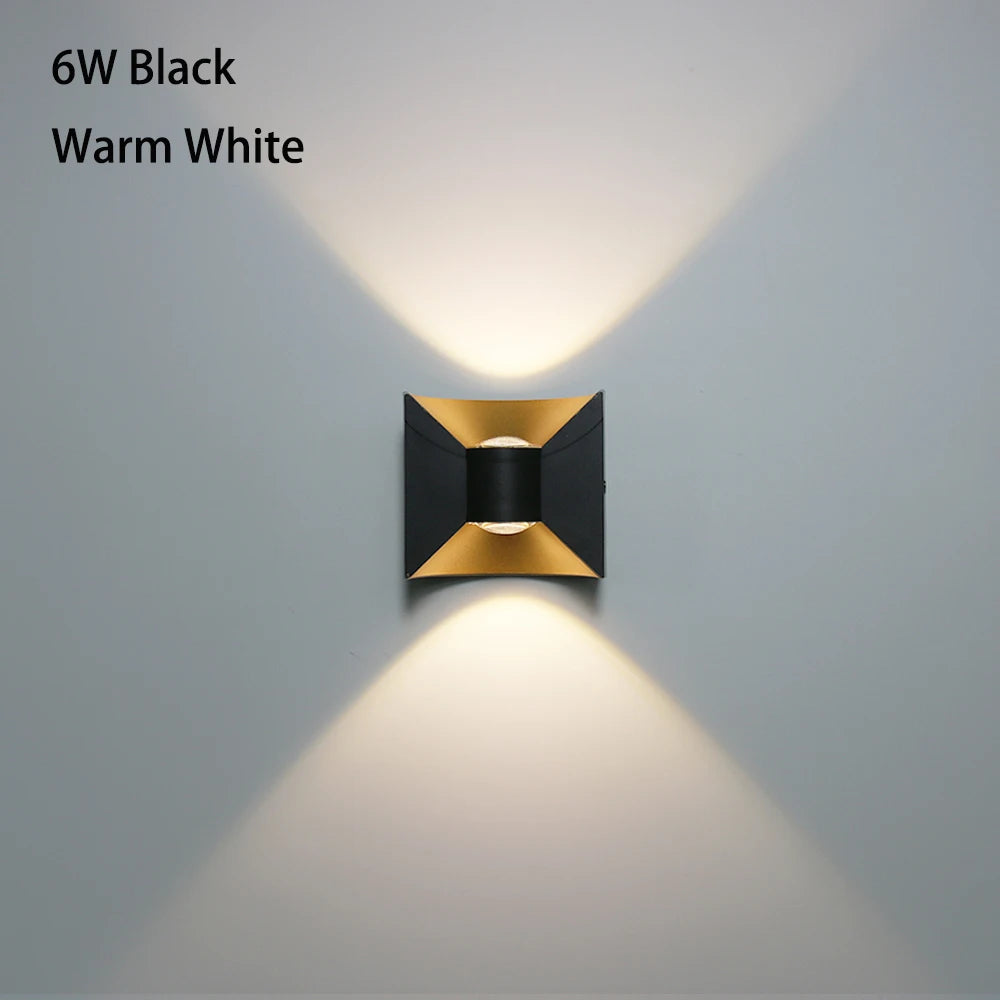 Modern Hourglass LED Up and Down Outdoor Wall Sconce - Weatherproof Exterior Light Fixture for Garage, Porch & Patio (Single/Pair)