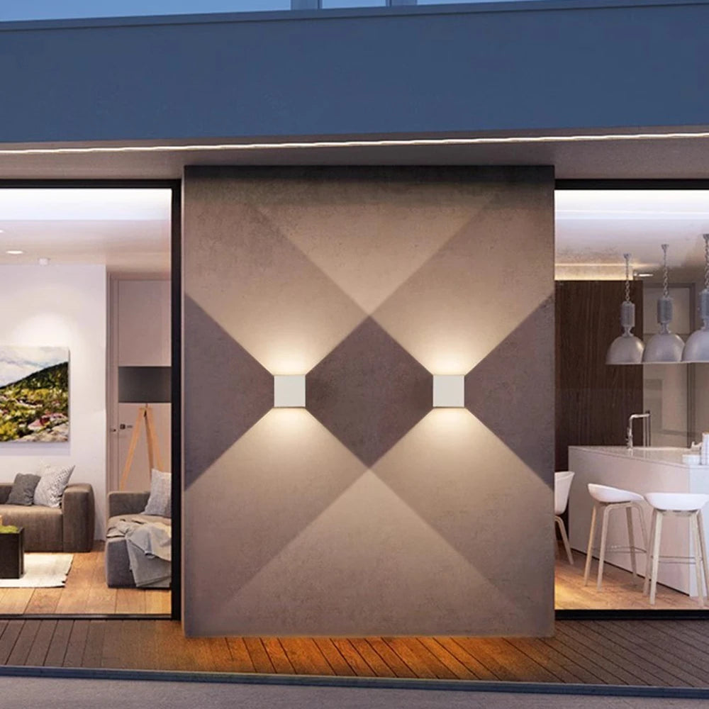 Modern Cube LED Up and Down Outdoor Wall Sconce - Weatherproof Exterior Light Fixture for Garage, Porch & Patio (Single/Pair)