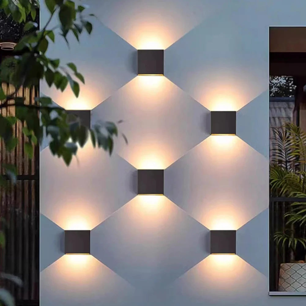 Modern Cube LED Up and Down Outdoor Wall Sconce - Weatherproof Exterior Light Fixture for Garage, Porch & Patio (Single/Pair)
