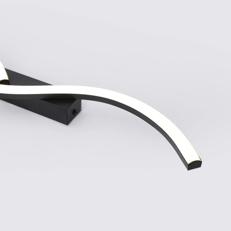 Modern S-Curve LED Flush Mount Ceiling Light - Black Linear Acrylic Fixture for Bedroom, Walk-in Closet & Hallway (Tricolor Option)