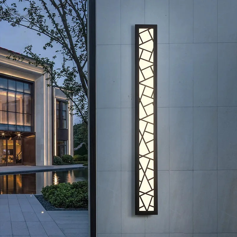 Modern Outdoor LED Wall Sconce - Linear Geometric Black Light Fixture for Porch, Patio, Garage & Villa Garden (Single/Pair)