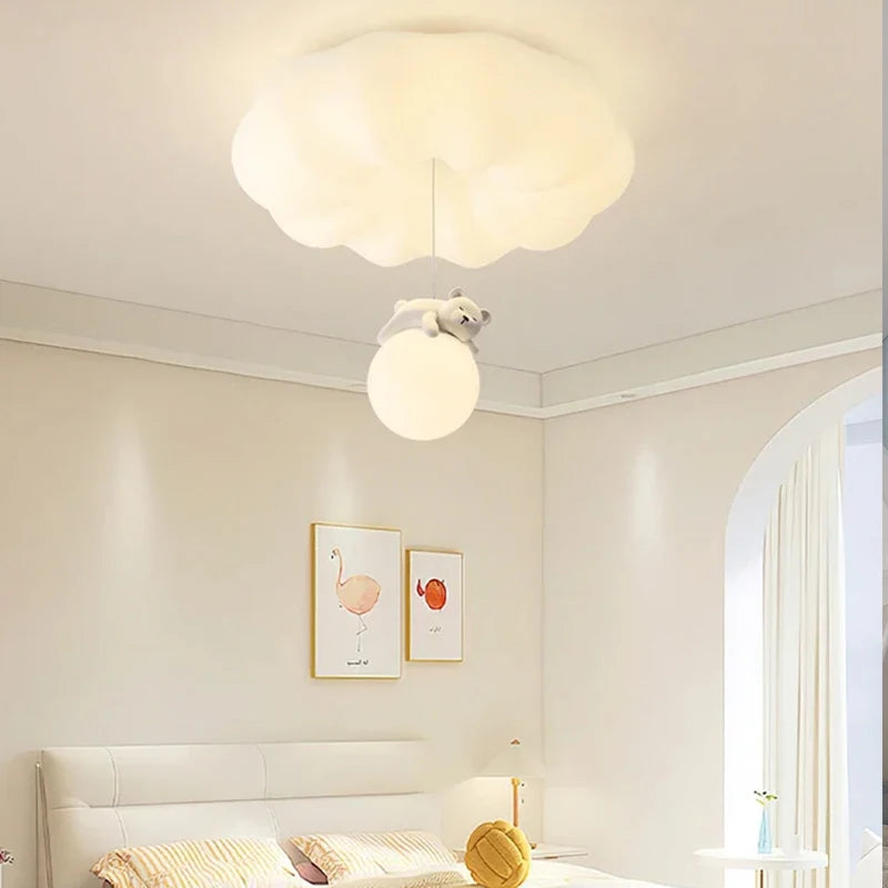 Modern Cloud LED Ceiling Light - Warm Glow Acrylic Lamp for Kids' Room
