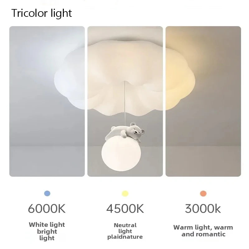 Modern Cloud LED Ceiling Light - Warm Glow Acrylic Lamp for Kids' Room