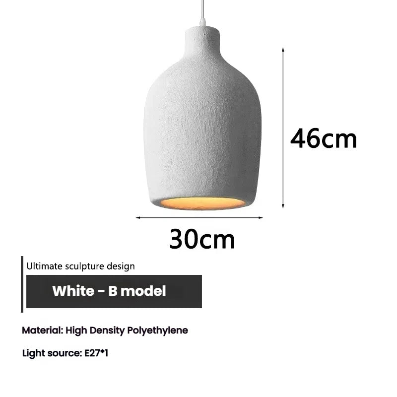 Wabi Sabi Travertine Style Pendant Light, Nordic Minimalist LED Chandelier for Living Room Dining Bedroom, Brown High Density Polyethylene, 35cm x 51cm