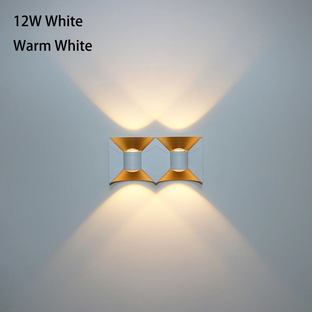 Modern Hourglass LED Up and Down Outdoor Wall Sconce - Weatherproof Exterior Light Fixture for Garage, Porch & Patio (Single/Pair)