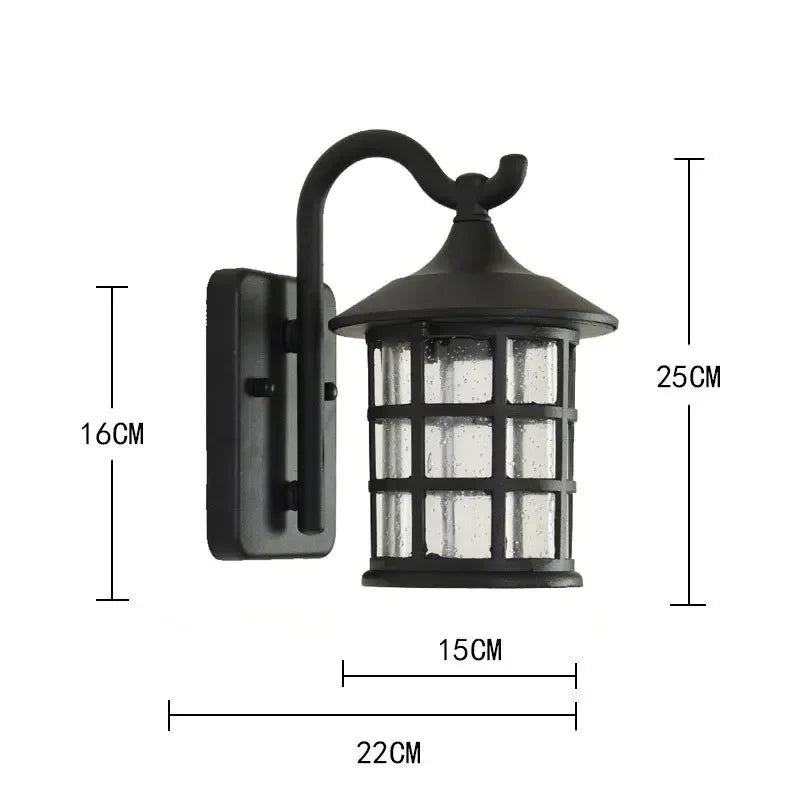 Vintage Outdoor Wall Lantern with Grid Glass - IP65 Waterproof Die-cast Aluminum Sconce for Porch & Courtyard, Bronze Finish