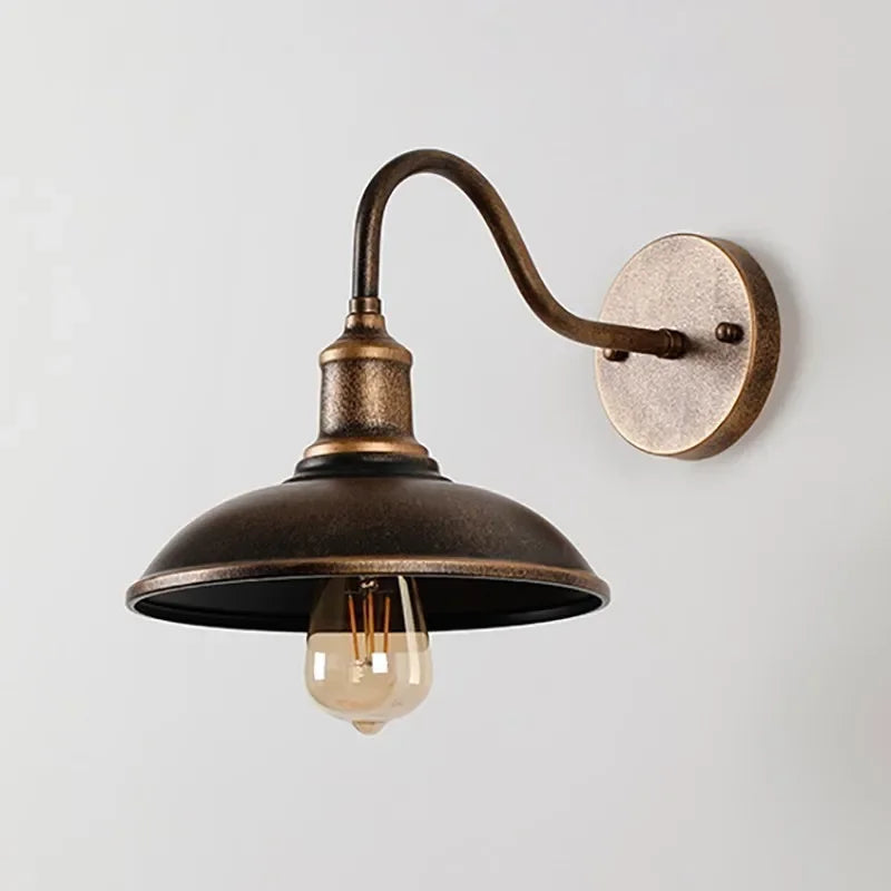 Vintage Gooseneck Barn Light - Waterproof Antique Bronze Exterior Sconce, E27 Socket for Porch, Patio, Farmhouse Decor