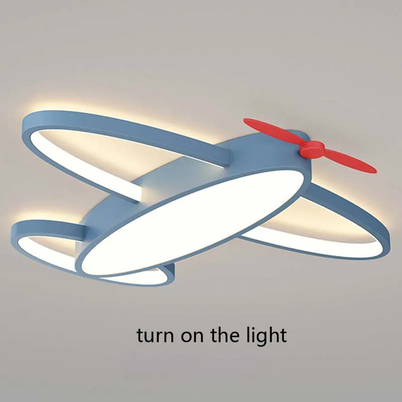 Scandinavian Style Airplane Ceiling Lamp - Warm Glow LED for Children's Room
