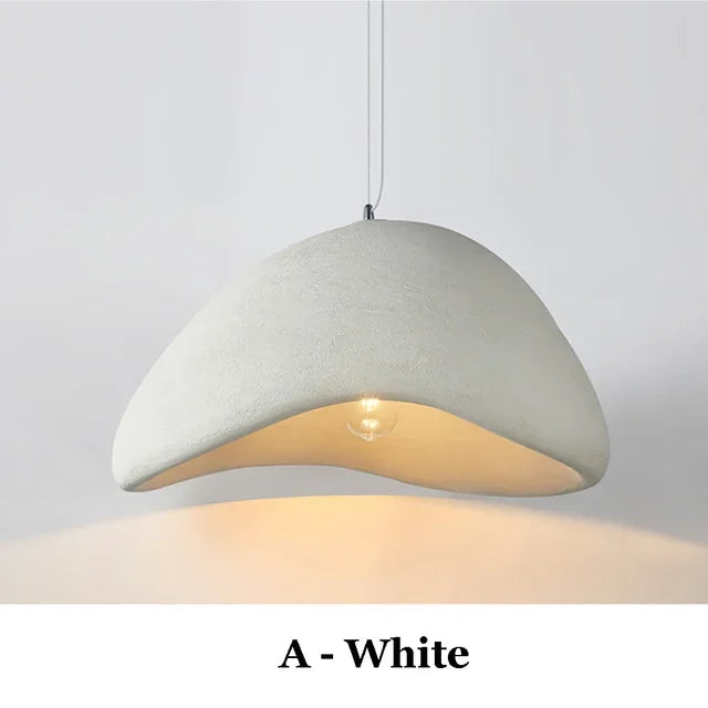 Modern Wabi-Sabi Pendant Light - Stone-Texture LED Chandelier for Living Room, Large 32-Inch Gray Hanging Lamp, Warm White Lighting