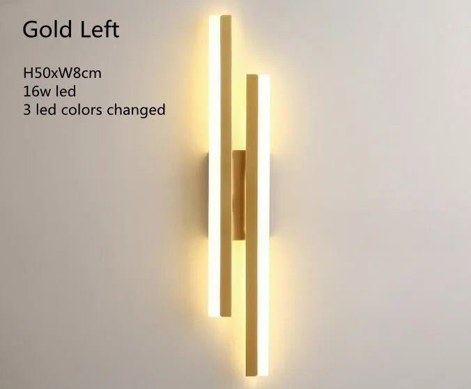 Modern Minimalist Linear LED Wall Sconce - Black Crossed Acrylic Light Fixture for Bedroom Bedside, Living Room & Hallway (3-Color Changing)