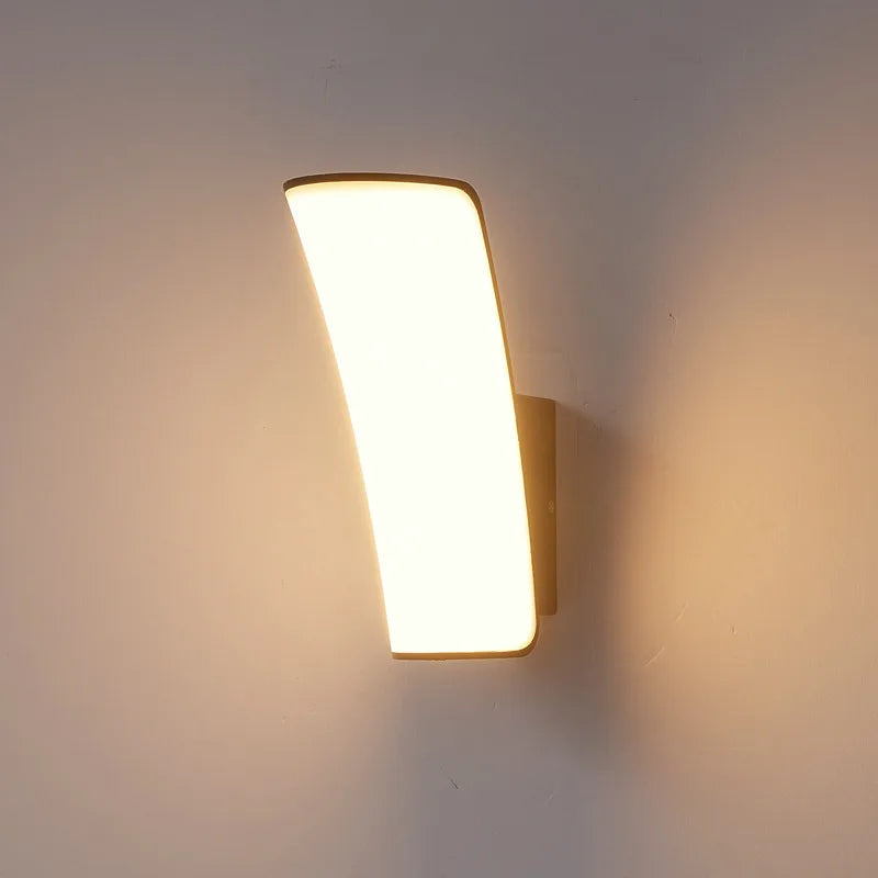 Modern Curved LED Outdoor Wall Sconce - Weatherproof Aluminum Exterior Light Fixture for Porch, Patio & Garage (Single/Pair)