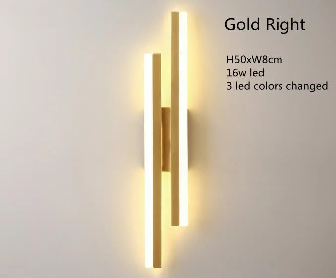 Modern Minimalist Linear LED Wall Sconce - Black Crossed Acrylic Light Fixture for Bedroom Bedside, Living Room & Hallway (3-Color Changing)