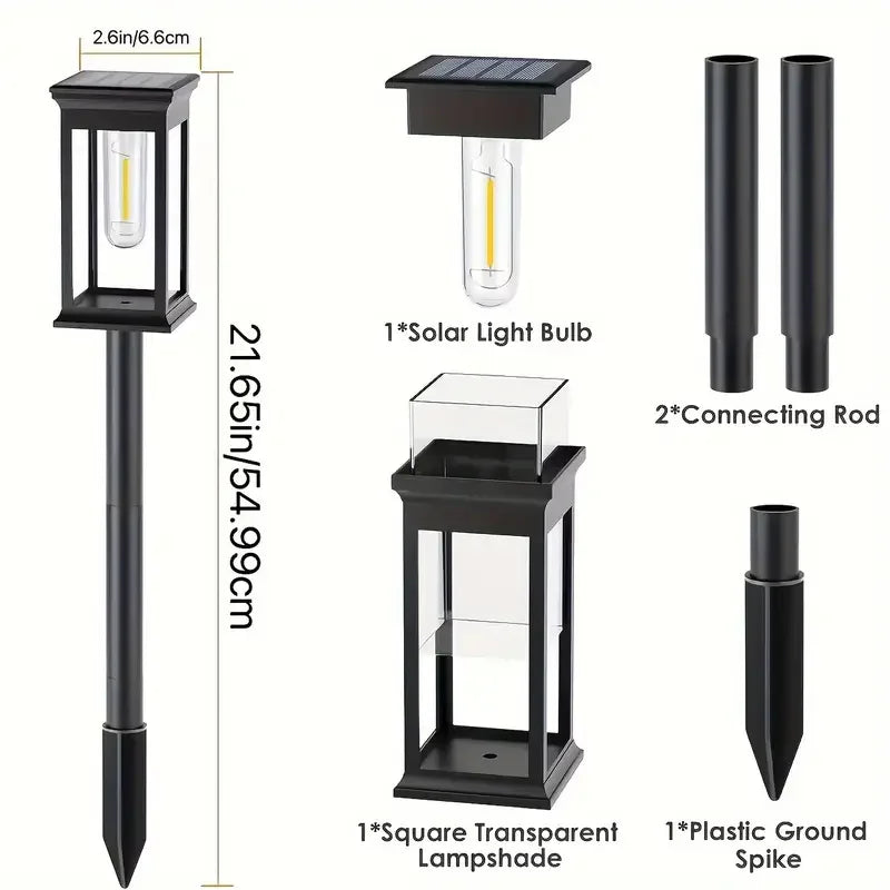 Vintage Outdoor Solar Path Lights - Waterproof Retro Garden Stake Lights with Warm Edison Bulb for Walkway, Patio & Yard (Set of 4)