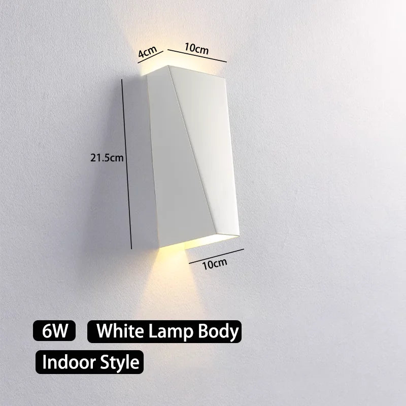Modern Angular LED Up and Down Outdoor Wall Sconce - Weatherproof Aluminum Exterior Light Fixture for Garage & Porch (Single/Pair)