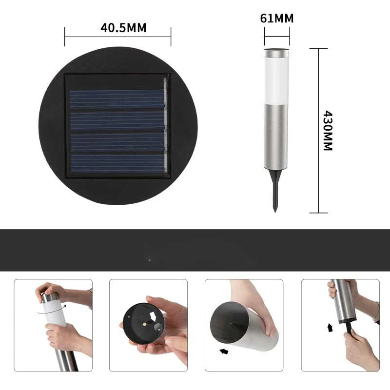 Modern Stainless Steel Solar Path Lights - Waterproof Outdoor LED Bollard Stake Lights for Garden, Walkway & Yard (Warm White, Set of 4)