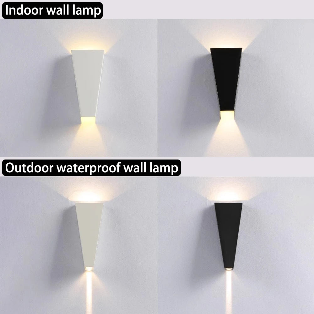 Modern Angular LED Up and Down Outdoor Wall Sconce - Weatherproof Aluminum Exterior Light Fixture for Garage & Porch (Single/Pair)