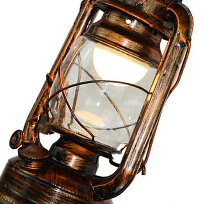 Retro Kerosene Horse Lantern Wall Sconce - Antique Bronze Iron Fixture for Rustic Farmhouse, Bedroom & Corridor