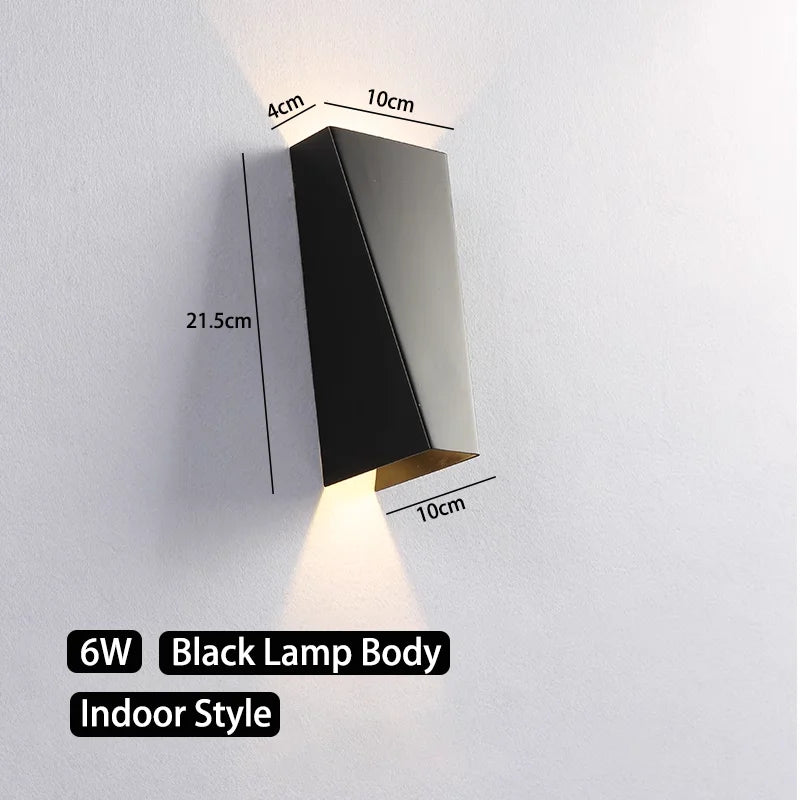 Modern Angular LED Up and Down Outdoor Wall Sconce - Weatherproof Aluminum Exterior Light Fixture for Garage & Porch (Single/Pair)
