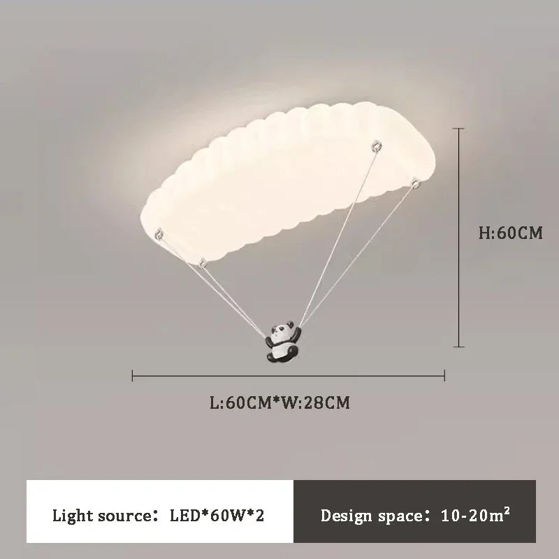 Creative Panda Parachute LED Ceiling Light - Cartoon Lamp for Kids' Room