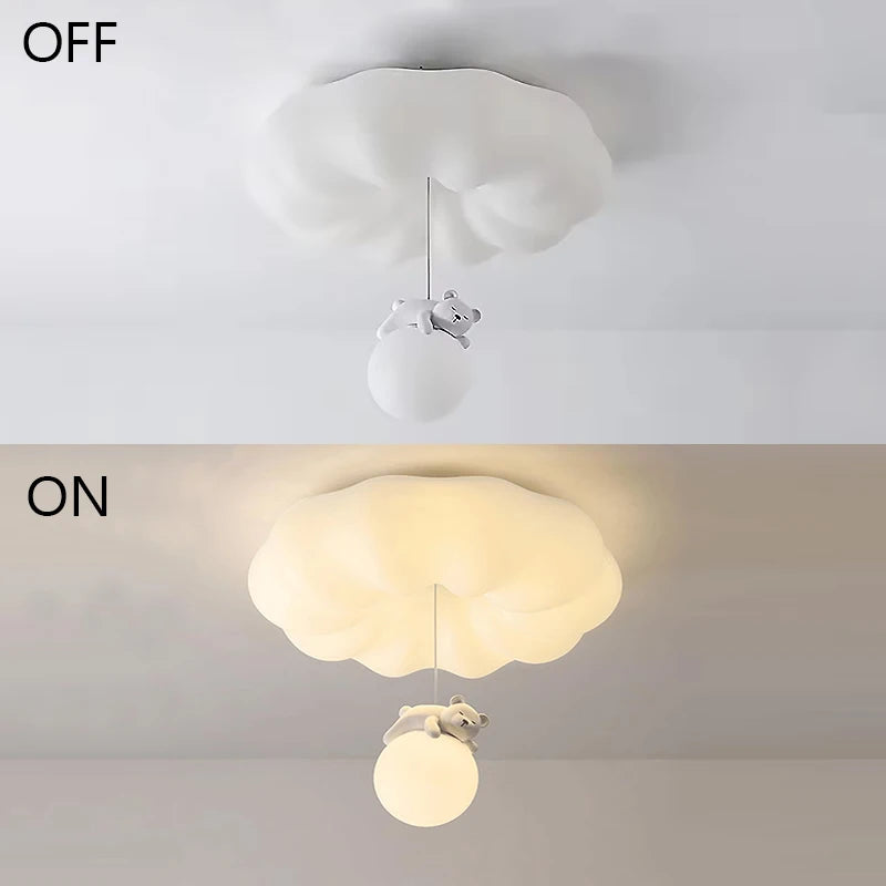 Modern Cloud LED Ceiling Light - Warm Glow Acrylic Lamp for Kids' Room