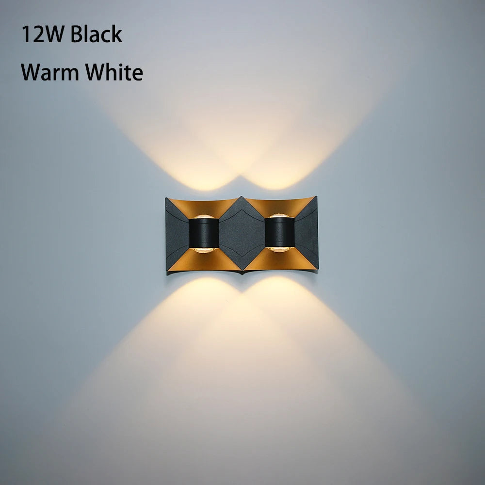 Modern Hourglass LED Up and Down Outdoor Wall Sconce - Weatherproof Exterior Light Fixture for Garage, Porch & Patio (Single/Pair)