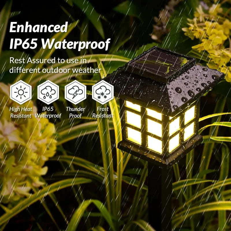 Classical Solar Pathway Lights - IP65 Waterproof LED Garden Grid Lights with Warm White Glow for Walkway, Patio & Lawn (Set of 2)