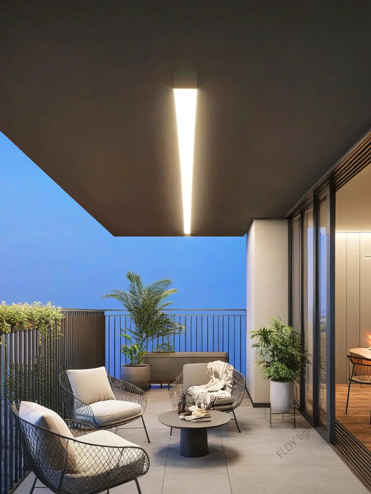 Minimalist Modern Long Strip LED Outdoor Wall Sconce - Weatherproof IP65 Exterior Light Fixture for Villa Porch, Garage & Garden