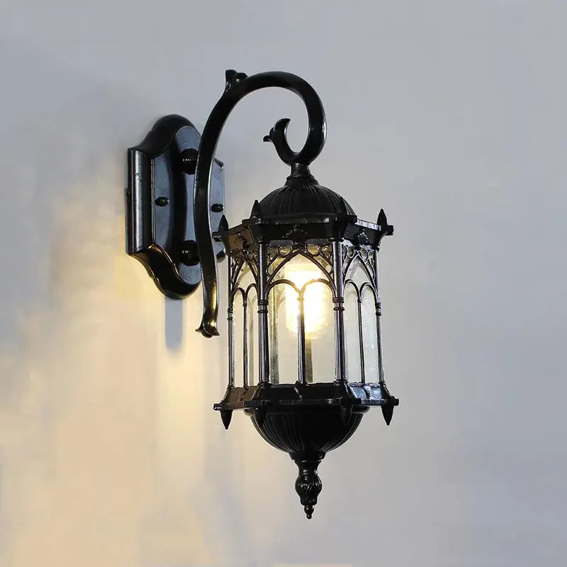 Traditional European Outdoor Wall Lantern - IP55 Waterproof Carved Aluminum Sconce for Villa Porch & Garden, Bronze Finish