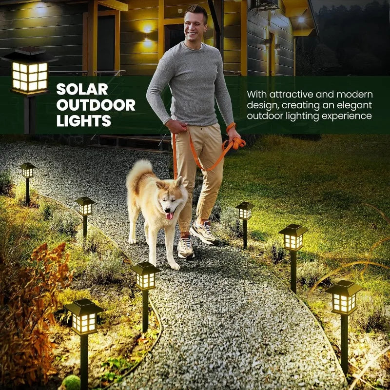 Classical Solar Pathway Lights - IP65 Waterproof LED Garden Grid Lights with Warm White Glow for Walkway, Patio & Lawn (Set of 2)