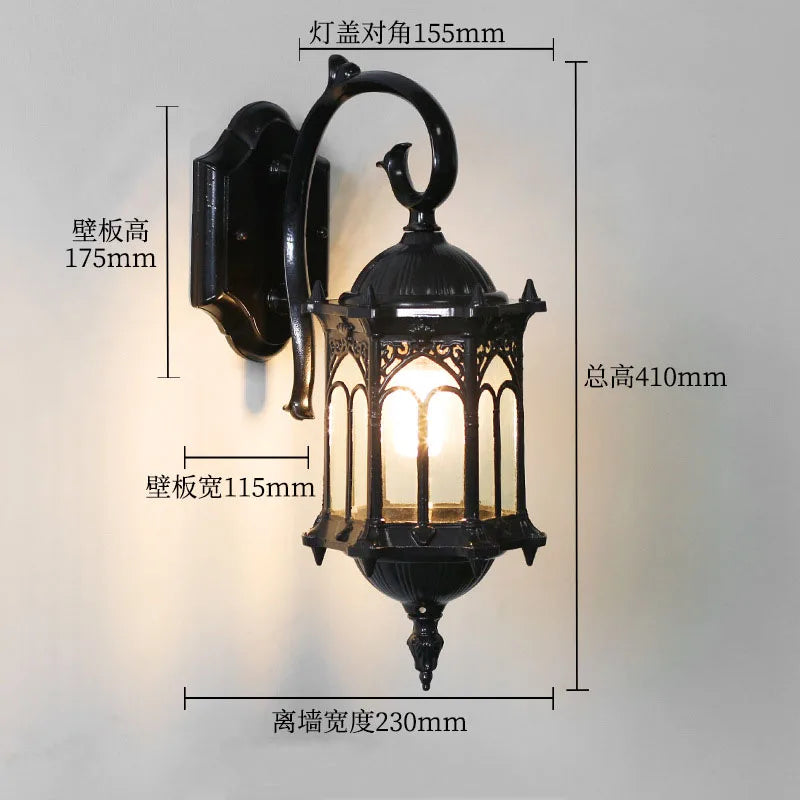 Traditional European Outdoor Wall Lantern - IP55 Waterproof Carved Aluminum Sconce for Villa Porch & Garden, Bronze Finish