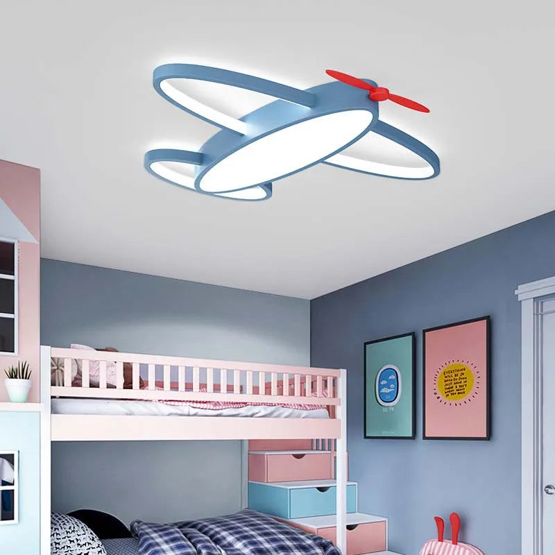 Scandinavian Style Airplane Ceiling Lamp - Warm Glow LED for Children's Room