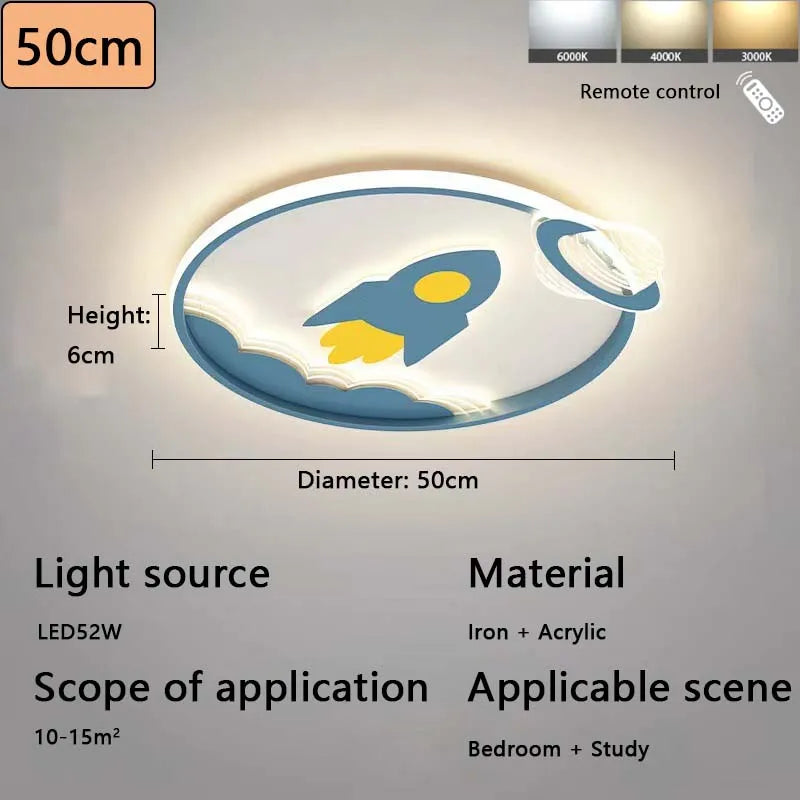 Modern Rocket Ship Ceiling Lamp - Warm Glow Acrylic Light for Kids' Room
