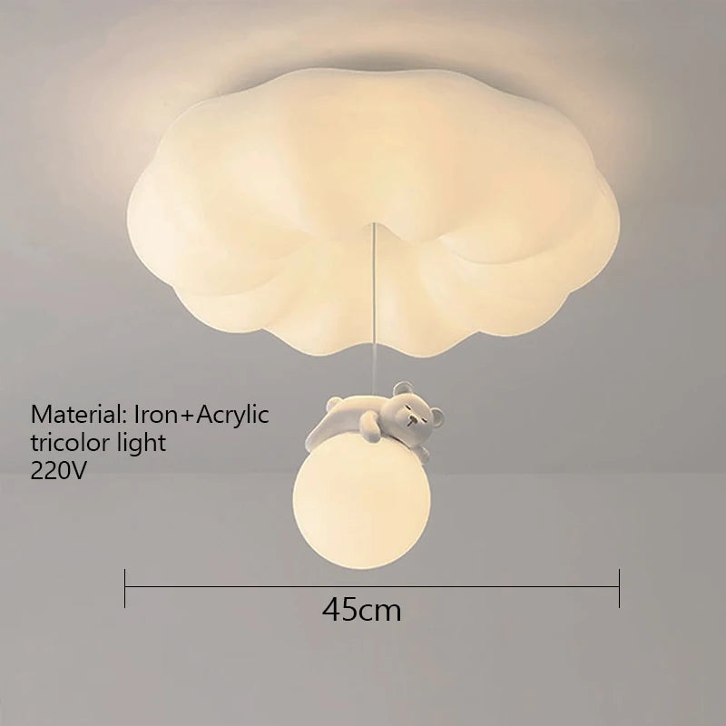 Modern Cloud LED Ceiling Light - Warm Glow Acrylic Lamp for Kids' Room
