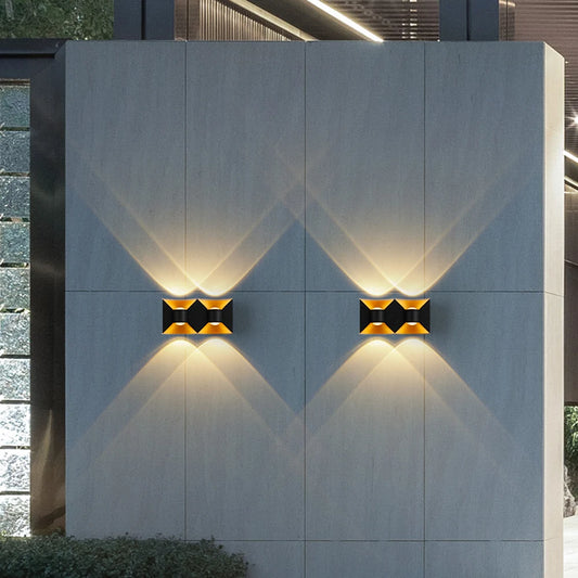 Modern Hourglass LED Up and Down Outdoor Wall Sconce - Weatherproof Exterior Light Fixture for Garage, Porch & Patio (Single/Pair)