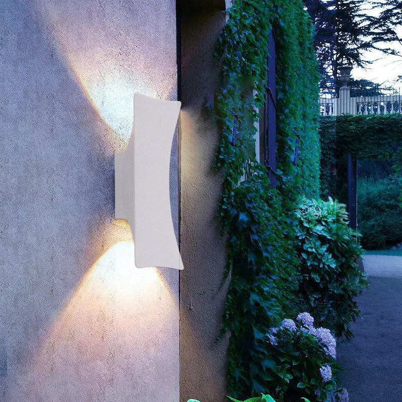 Modern Hourglass LED Up and Down Outdoor Wall Sconce - Weatherproof Aluminum Exterior Light Fixture for Garage & Porch (Single/Pair)