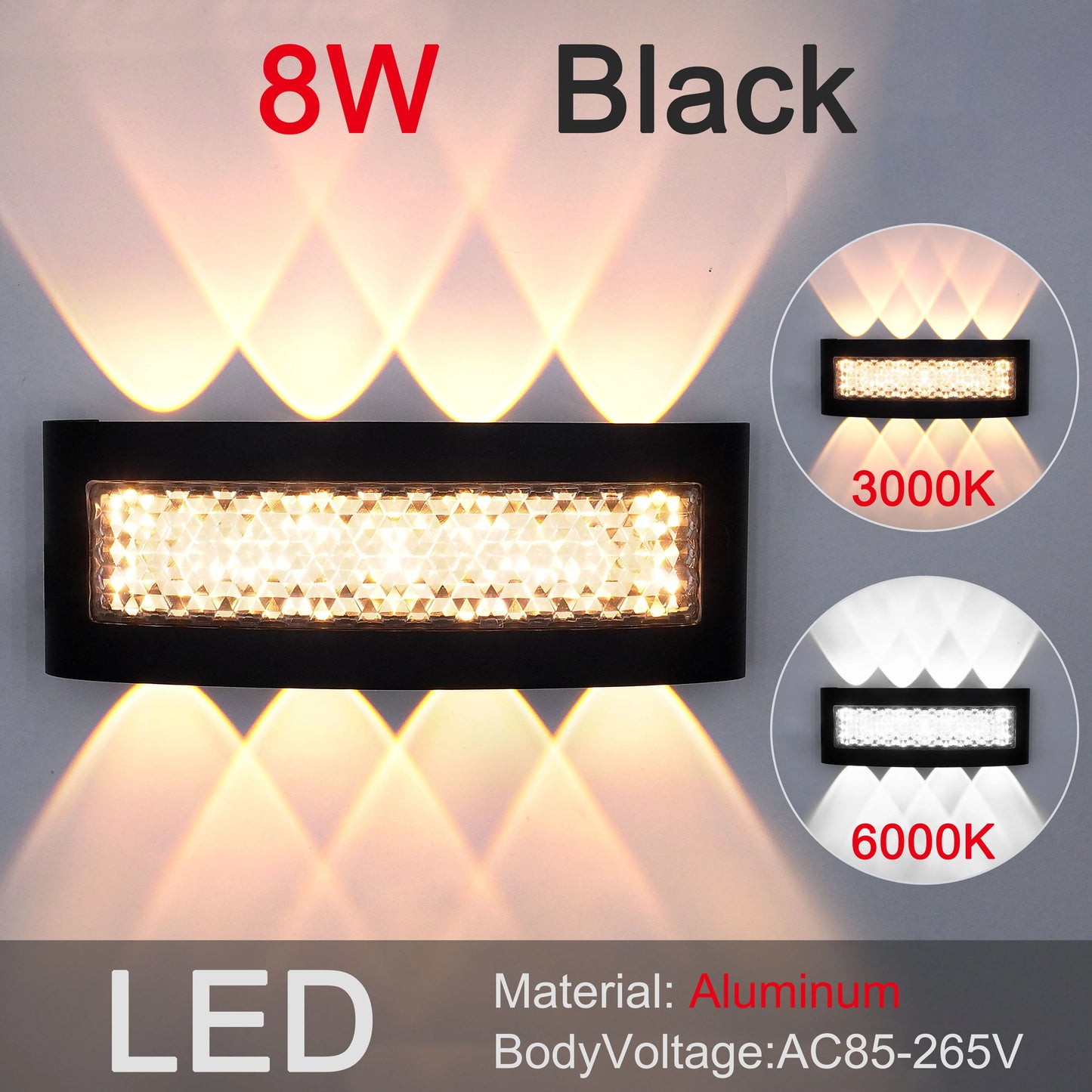 Modern Curved LED Outdoor Wall Sconce - Weatherproof Multi-Beam Exterior Light Fixture for Porch, Garage & Patio (Single/Pair)