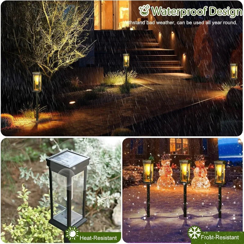 Vintage Outdoor Solar Path Lights - Waterproof Retro Garden Stake Lights with Warm Edison Bulb for Walkway, Patio & Yard (Set of 4)