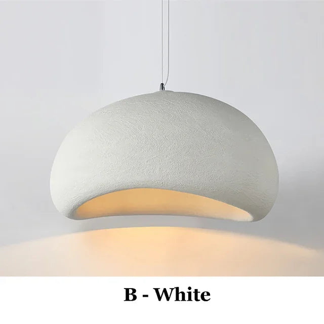 Modern Wabi-Sabi Pendant Light - Stone-Texture LED Chandelier for Living Room, Large 32-Inch Gray Hanging Lamp, Warm White Lighting