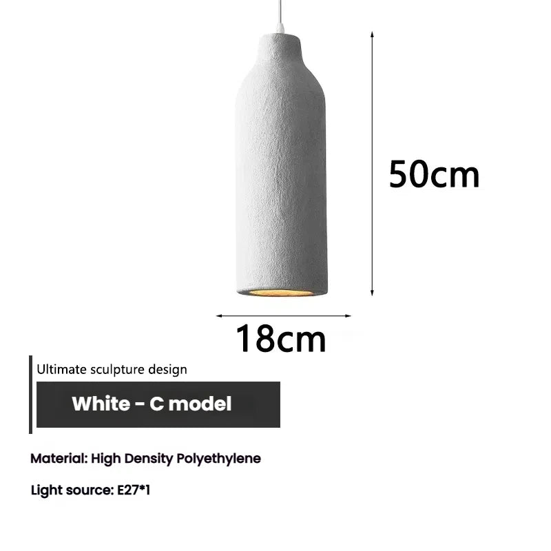 Wabi Sabi Travertine Style Pendant Light, Nordic Minimalist LED Chandelier for Living Room Dining Bedroom, Brown High Density Polyethylene, 35cm x 51cm