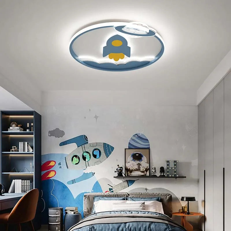 Modern Rocket Ship Ceiling Lamp - Warm Glow Acrylic Light for Kids' Room