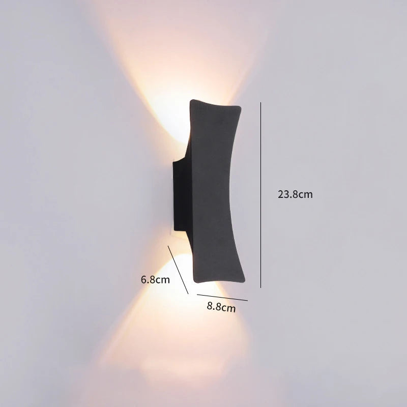 Modern Hourglass LED Up and Down Outdoor Wall Sconce - Weatherproof Aluminum Exterior Light Fixture for Garage & Porch (Single/Pair)